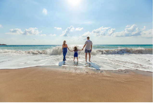 a family at the beach